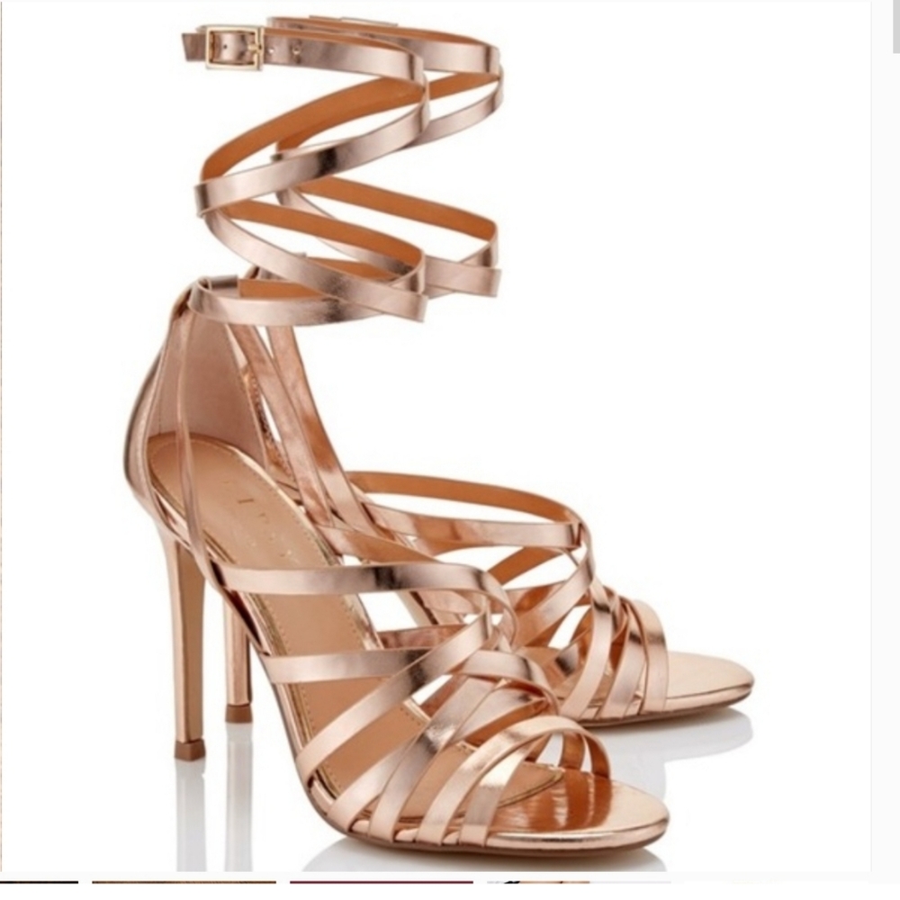Lipsy London Metallic Gold Stap Heel